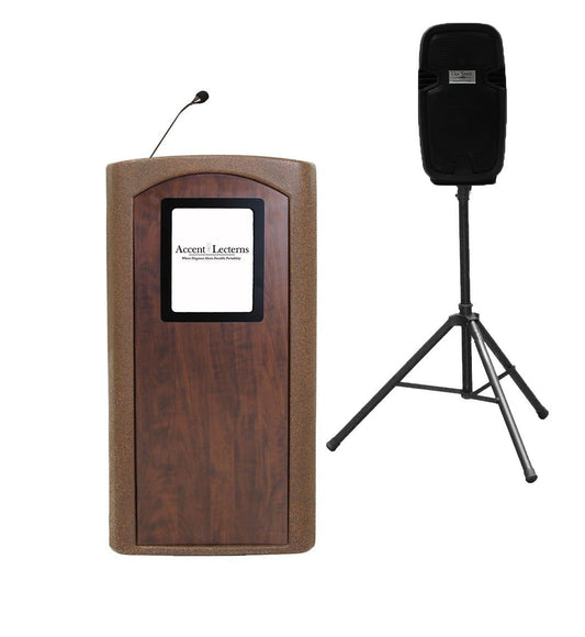 *Classic Podium with Vertical Logo Holder Dual 10" External Speakers