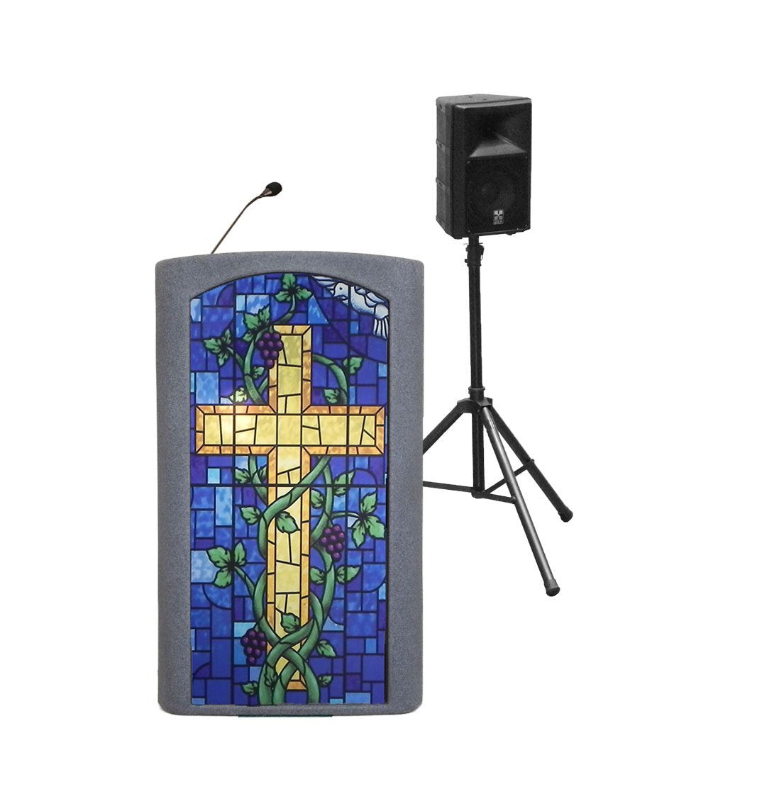 *Classic Presenter with Stained Glass Front Pulpit and 10" External Speakers
