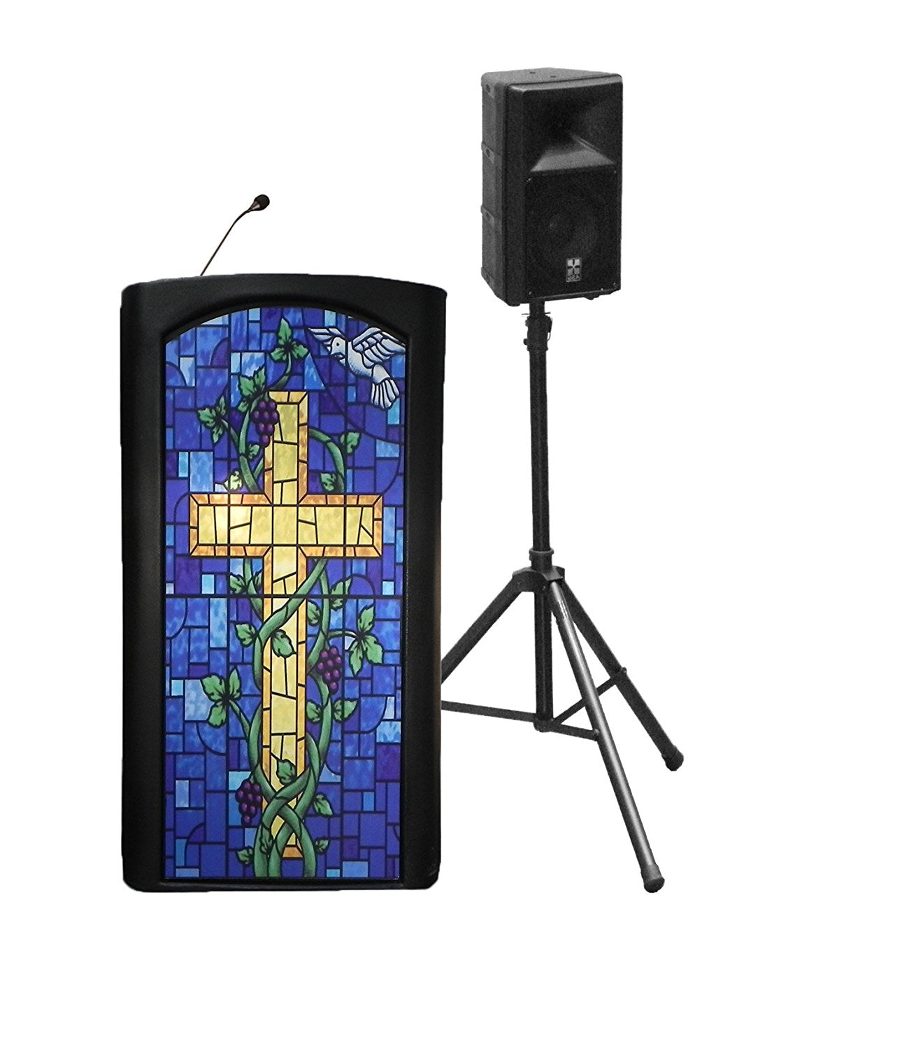 *Classic Presenter with Stained Glass Front Pulpit and 10" External Speakers