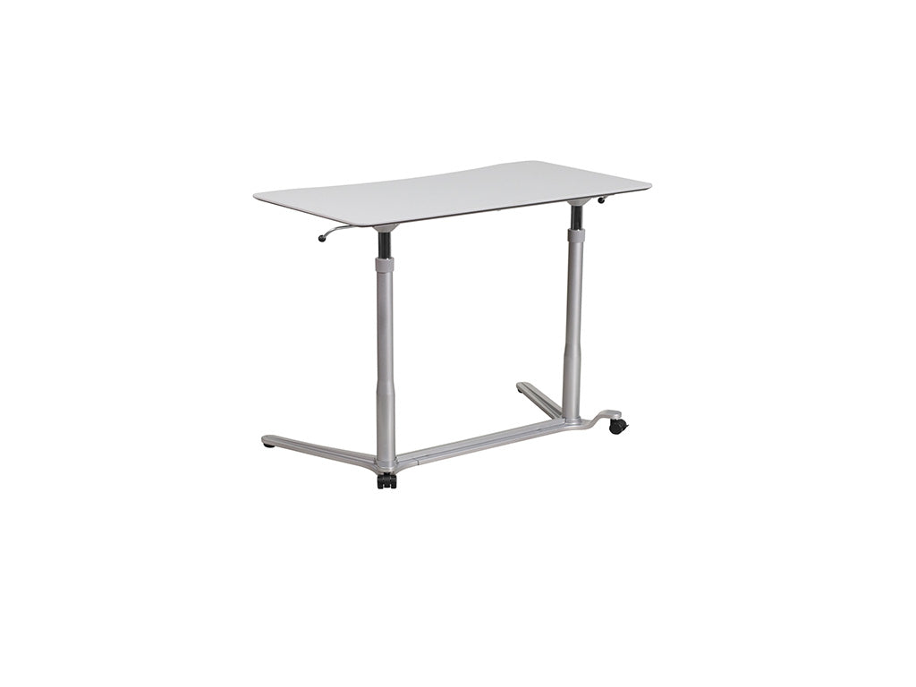 Sit-down,stand-up light gray computer desk