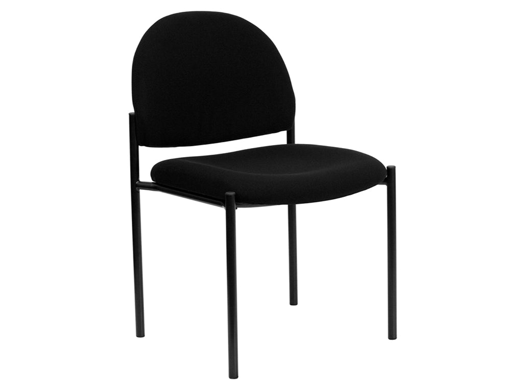 Black Fabric Comfortable Stackable Steel Side Chair