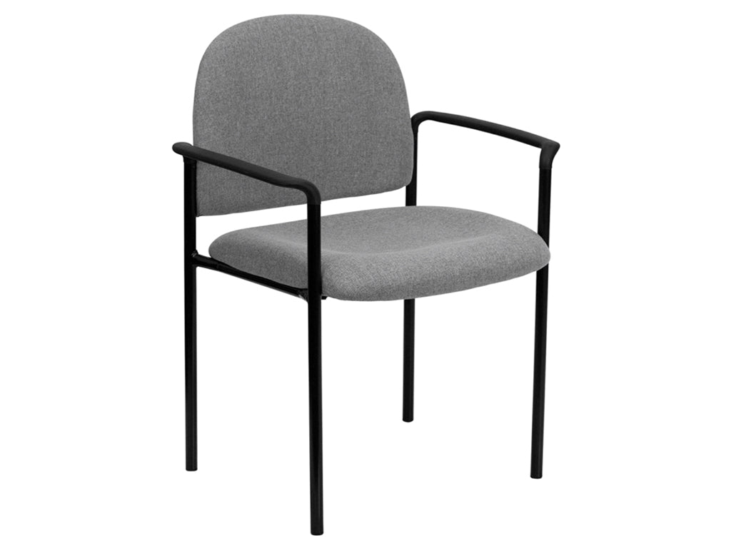 Gray Fabric Comfortable Stackable Steel Side Chair With Arms